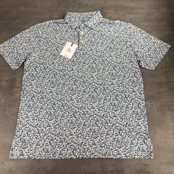 Rhoback Other - Rhoback The Quarter Polo Mens XL White New Orleans Print Performance Shirt NOLA